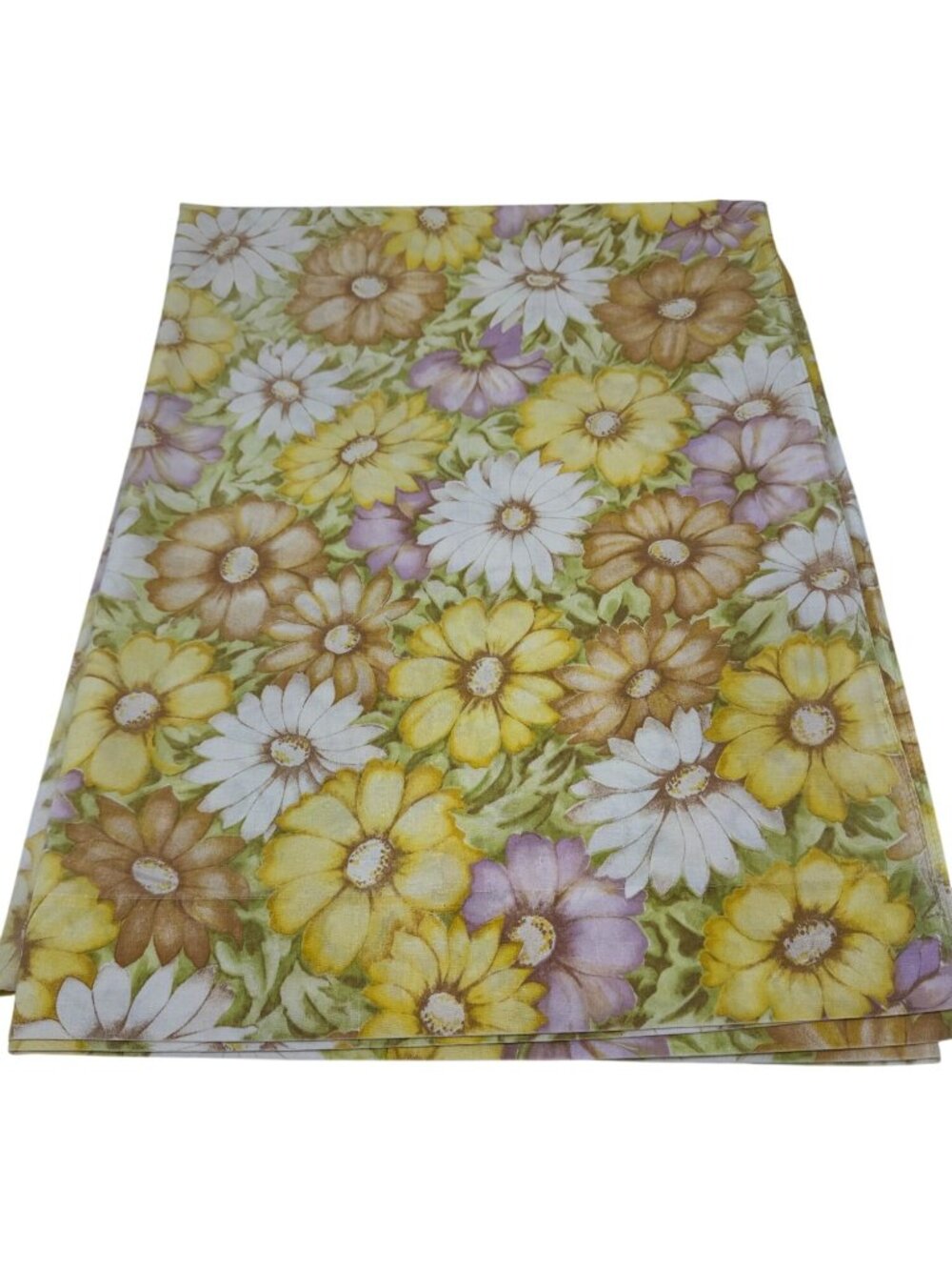 Vintage Monticello Cannon Floral Flat Sheet Twin No Iron Muslin Yellow Rustic